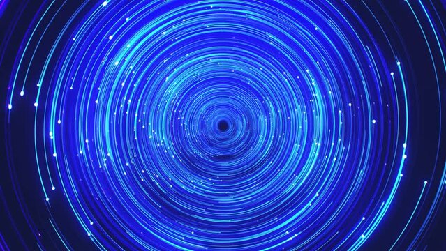 Blue purple abstract circular radial Tunnel lines background, Data flow background