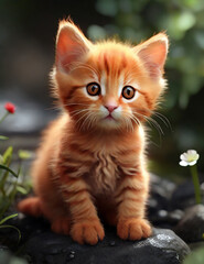 little cut cat plays on the outside ai generated 