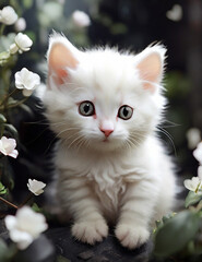 little cut cat plays on the outside ai generated 