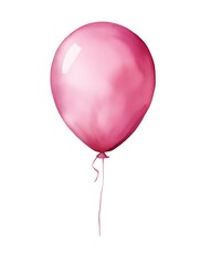 Pink Balloon on a white Background. Watercolor Template for a Birthday or Greeting Card