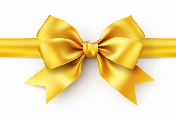 Yellow ribbon with bow isolated on a white background