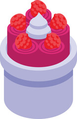 Pink berry ice cream pot icon isometric vector. Decoration party. Rolled cuisine