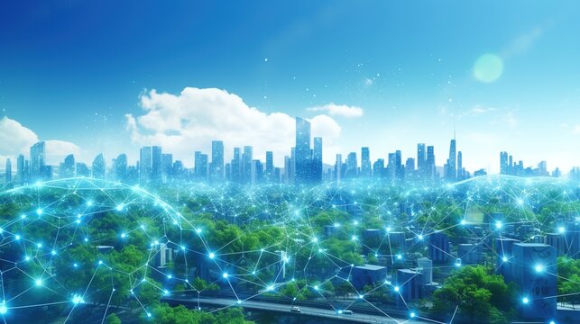 Smart Green City Concept. Network Connection, Sustainable, Modern, Network Connection, Futuristic
