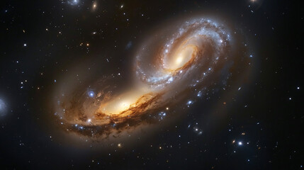 A galaxy collision two galaxies merging in a cosmic dance.