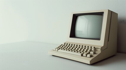 Retro computer on blue background