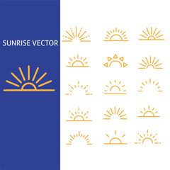 sunrise vector icons set