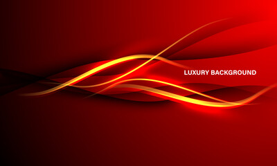 Abstract gold light curve luxury on red design modern creative background vector