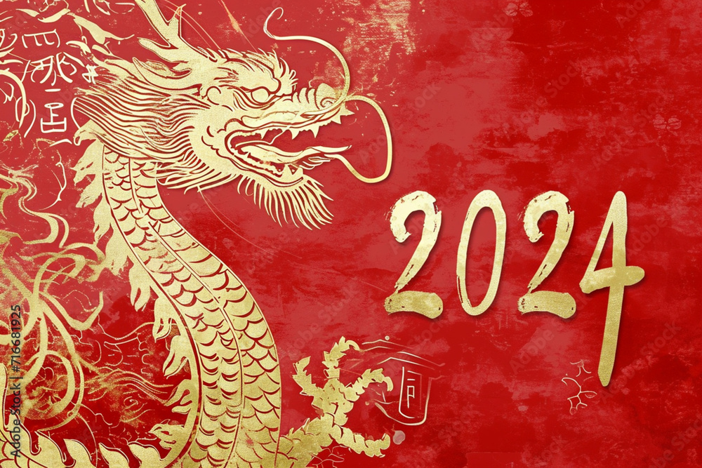 Poster chinese new year dragon . generative ai