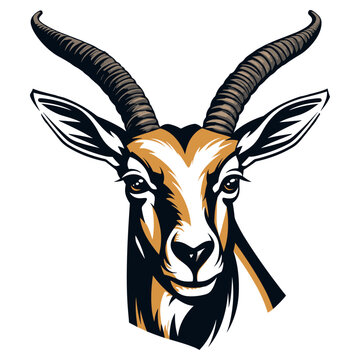springbok wearing , vintage logo line art concept black and white color