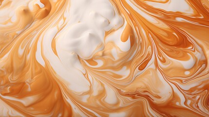 Frothy latte art  close up of espresso drink with vibrant swirls and lively foam textures