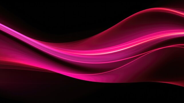 Abstract Pink wave lines on black background. Pink flow wave design element on dark background. Science technology design.. © Oksana Smyshliaeva
