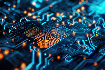 Smart protection cyber technology security system encryption by fingerprint AI Generation