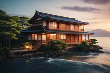Japanese House at Night