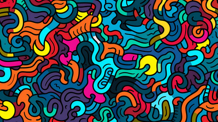 Funny doodle seamless pattern, artistic background