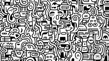 Funny doodle seamless pattern, artistic background