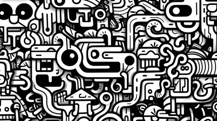 Funny doodle seamless pattern, artistic background
