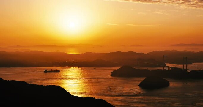 sunset over the  seto inland sea