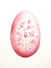 Fototapeta premium Drawing of a Easter Egg in pink Watercolors. White Background with Copy Space