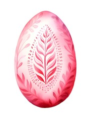 Drawing of a Easter Egg in pink Watercolors. White Background with Copy Space