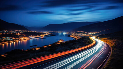 Fototapeta premium Long Exposure Shot of a Night Highway