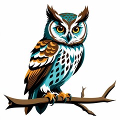 Naklejka premium vector elf owl standing on branch, Generated AI