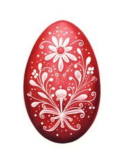 Fototapeta premium Drawing of a Easter Egg in red Watercolors. White Background with Copy Space