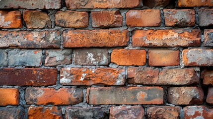 Close-up of weathered red bricks stacked in disarray.
