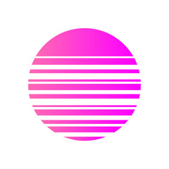 An abstract cut out transparent retro neon circle design element.