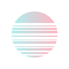 An abstract cut out transparent retro neon circle design element.
