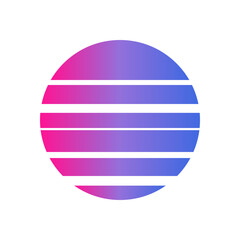 An abstract cut out transparent retro neon circle design element.