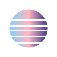 An abstract cut out transparent retro neon circle design element.