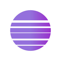 An abstract cut out transparent retro neon circle design element.