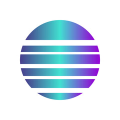 An abstract cut out transparent retro neon circle design element.
