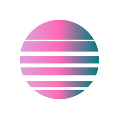 An abstract cut out transparent retro neon circle design element.