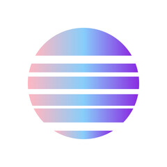 An abstract cut out transparent retro neon circle design element.