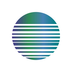 An abstract cut out transparent retro neon circle design element.