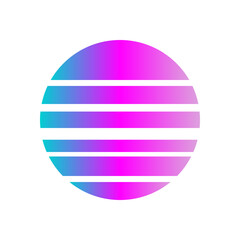 An abstract cut out transparent retro neon circle design element.