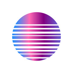 An abstract cut out transparent retro neon circle design element.