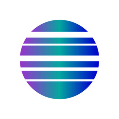 An abstract cut out transparent retro neon circle design element.