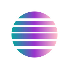 An abstract cut out transparent retro neon circle design element.