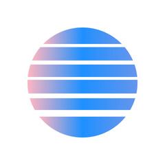 An abstract cut out transparent retro neon circle design element.