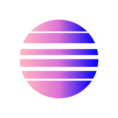 An abstract cut out transparent retro neon circle design element.