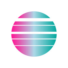 An abstract cut out transparent retro neon circle design element.