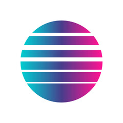 An abstract cut out transparent retro neon circle design element.