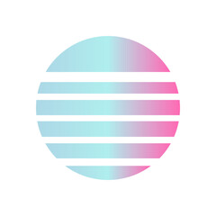 An abstract cut out transparent retro neon circle design element.