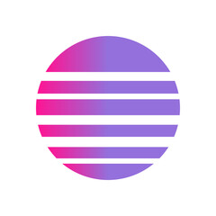An abstract cut out transparent retro neon circle design element.