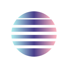 An abstract cut out transparent retro neon circle design element.