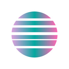 An abstract cut out transparent retro neon circle design element.