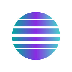 An abstract cut out transparent retro neon circle design element.