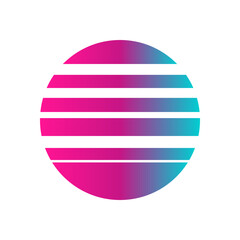 Obraz premium An abstract cut out transparent retro neon circle design element.